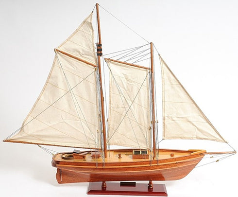 28" Brown Solid Wood Hand Painted Boat