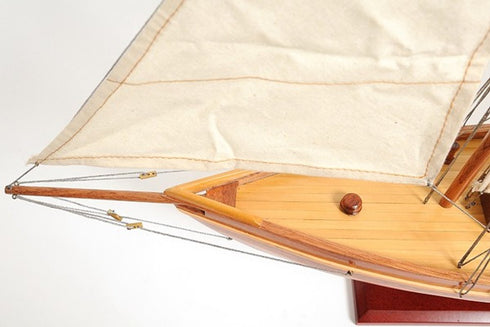 28" Brown Solid Wood Hand Painted Boat