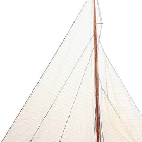 49" Brown Solid Wood Hand Painted Boat