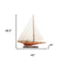 49" Brown Solid Wood Hand Painted Boat