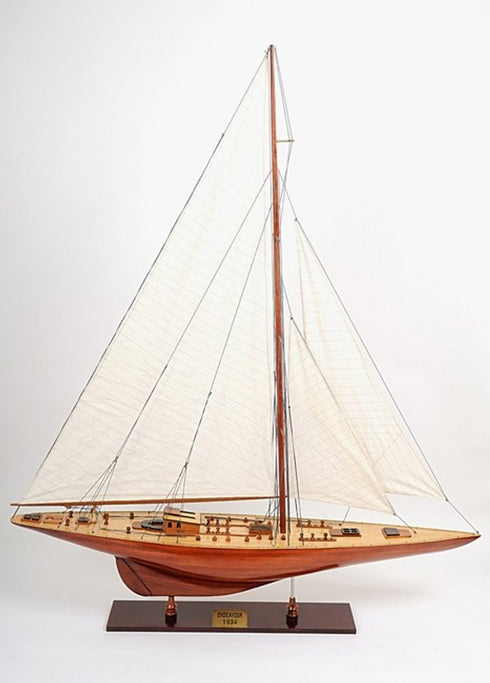 49" Brown Solid Wood Hand Painted Boat