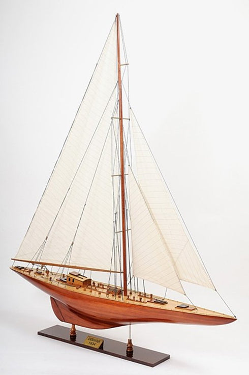 49" Brown Solid Wood Hand Painted Boat