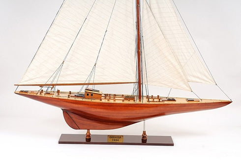 49" Brown Solid Wood Hand Painted Boat