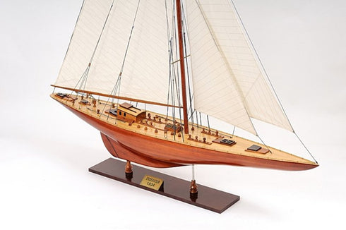 49" Brown Solid Wood Hand Painted Boat
