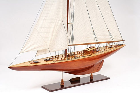 49" Brown Solid Wood Hand Painted Boat
