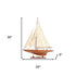 32" Brown Solid Wood Hand Painted Boat