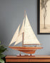 32" Brown Solid Wood Hand Painted Boat