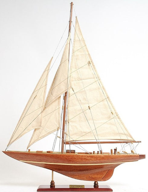 32" Brown Solid Wood Hand Painted Boat