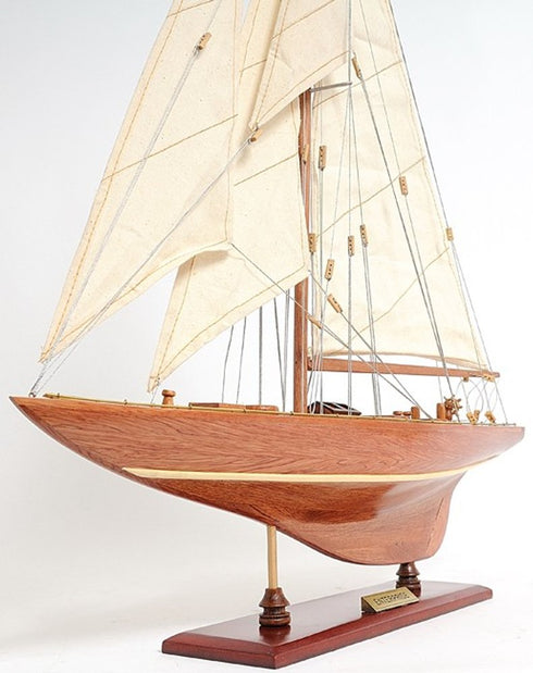 32" Brown Solid Wood Hand Painted Boat