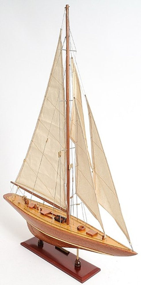 32" Brown Solid Wood Hand Painted Boat