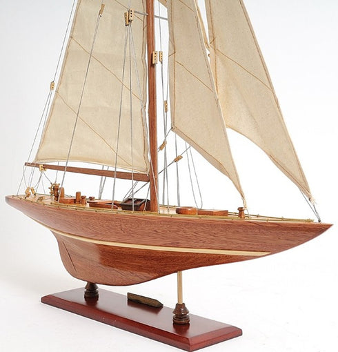 32" Brown Solid Wood Hand Painted Boat