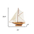 26" Brown Solid Wood Hand Painted Boat