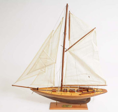 26" Brown Solid Wood Hand Painted Boat