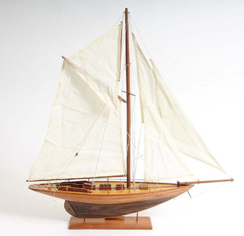26" Brown Solid Wood Hand Painted Boat