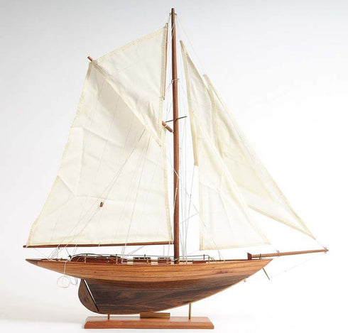 26" Brown Solid Wood Hand Painted Boat