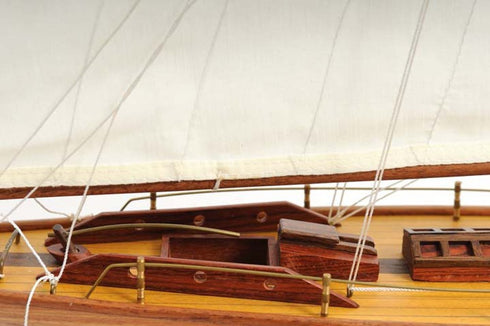 26" Brown Solid Wood Hand Painted Boat