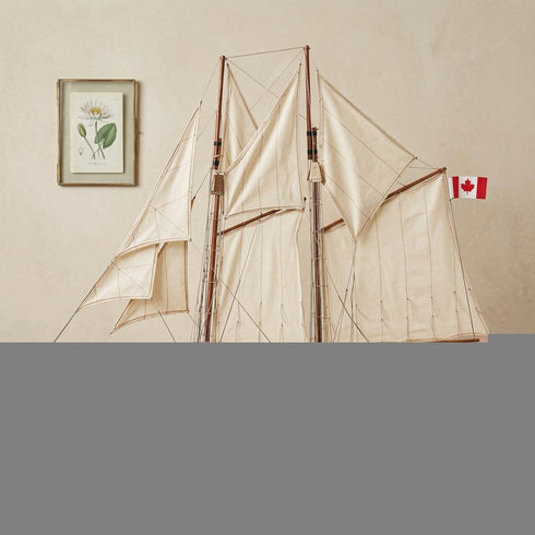 33" Wood Brown Solid Wood Hand Painted Bluenose II Model Boat