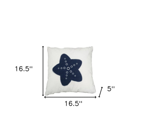 Set Of Two 17" X 17" Blue And White Starfish Throw Pillows