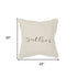 Gray and Cream Canvas Gather Decorative Throw Pillow