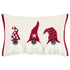 14" X 20" Red And Ivory Cotton Christmas Gnomes Throw Pillow With Embroidery