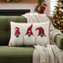 14" X 20" Red And Ivory Cotton Christmas Gnomes Throw Pillow With Embroidery