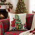 Ivory Vintage Santa and Penguin Christmas Throw Pillow