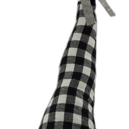 27" Black and White Buffalo Plaid Standing Gnome