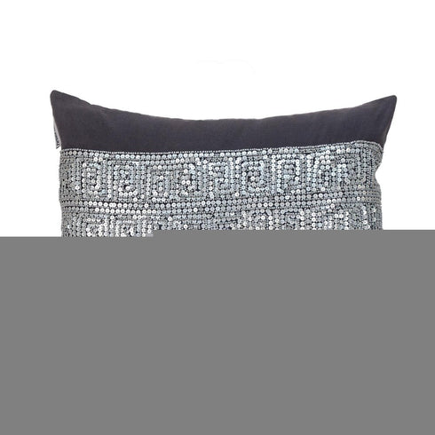Glam Gray with Silver Sequins Lumbar Throw Pillow