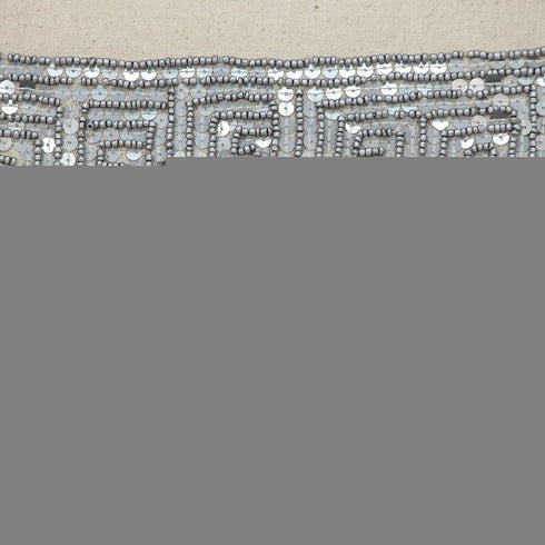 Glam Beige with Silver Sequins Lumbar Throw Pillow