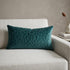 Teal Quilted Velvet Geo Lumbar Decorative Pillow