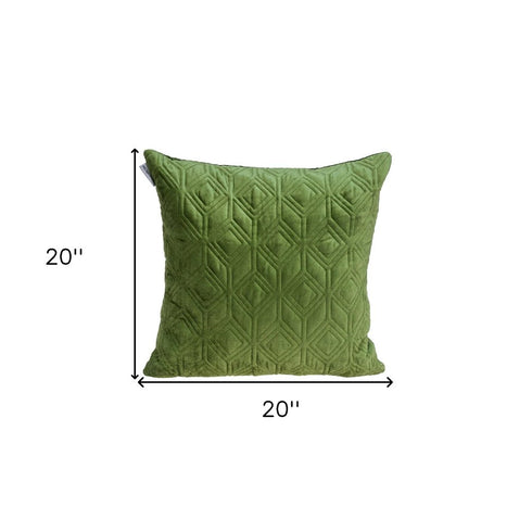Tufted Diamonds Olive Velvet Accent Pillow