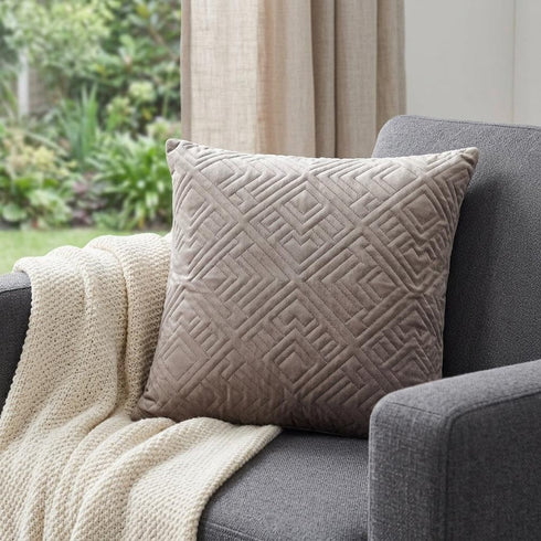 20" Taupe Cotton Blend Throw Pillow