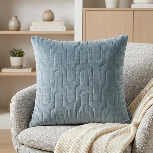 Geometric Lush Quilted Metallic Gray Throw Pillow