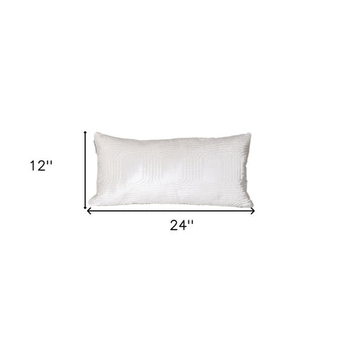 12" X 24" White Cotton Blend Throw Pillow