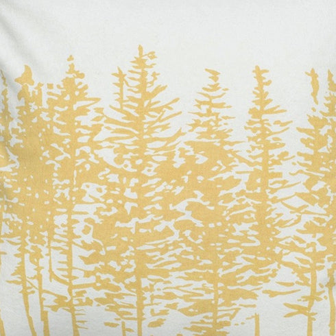 18" Yellow and Ivory Cotton Throw Pillow
