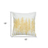 18" Yellow and Ivory Cotton Throw Pillow