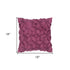 18" Magenta Floral Wool Blend Throw Pillow With Applique
