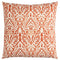 22" Orange and White Damask Cotton Throw Pillow