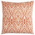 22" Orange and White Damask Cotton Throw Pillow