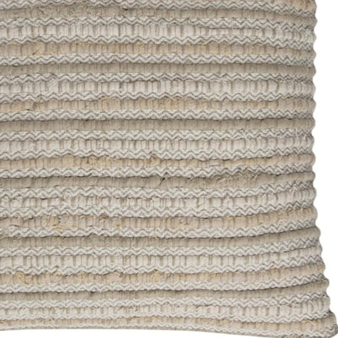 Ivory Beige Nubby Texture Bands Throw Pillow