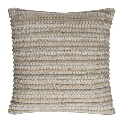 Ivory Beige Nubby Texture Bands Throw Pillow