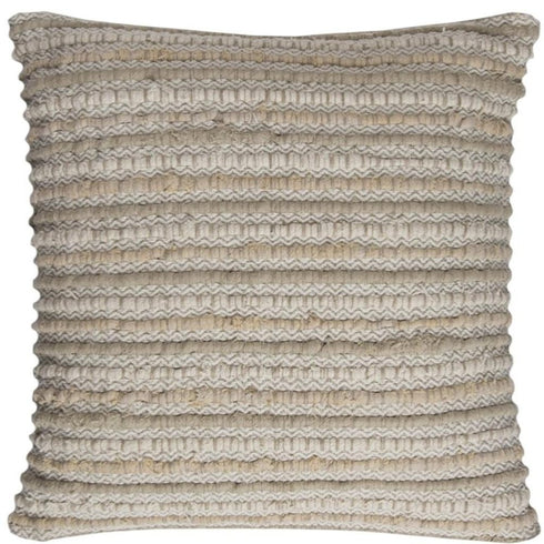 Ivory Beige Nubby Texture Bands Throw Pillow