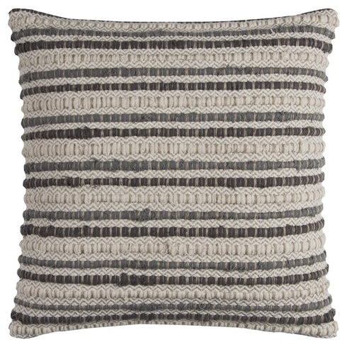 20" Gray Beige Nubby Texture Bands Throw Pillow