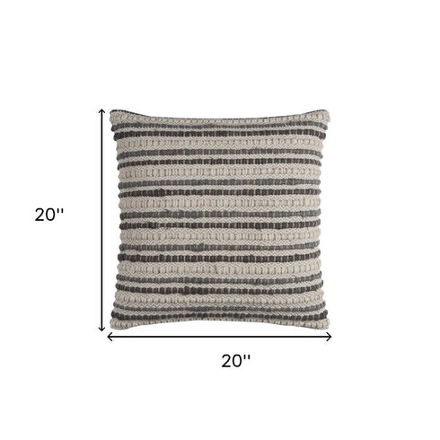 20" Gray Beige Nubby Texture Bands Throw Pillow