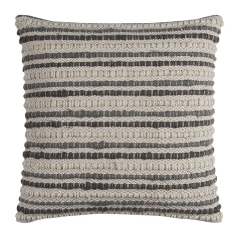 20" Gray Beige Nubby Texture Bands Throw Pillow