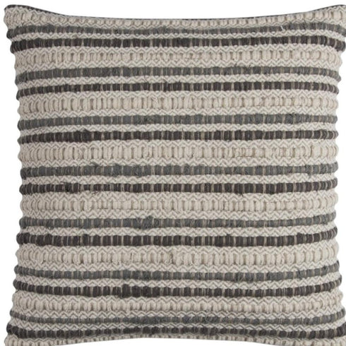 20" Gray Beige Nubby Texture Bands Throw Pillow