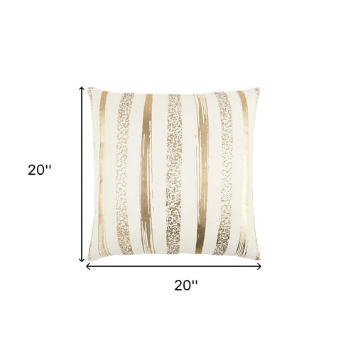 Gold Glam Stripe Beaded Throw Pillow