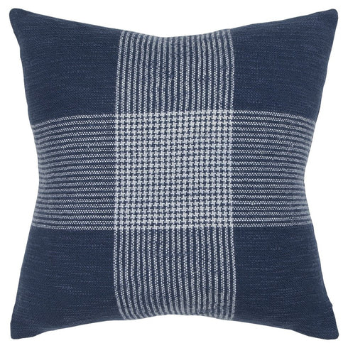 Indigo White Plaid Pattern Throw Pillow