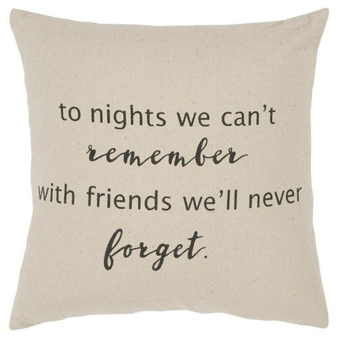 20" Natural And Gray Cotton Whimsical Friends Text Throw Pillow