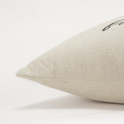 20" Natural And Gray Cotton Whimsical Friends Text Throw Pillow